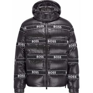 HUGO BOSS DOWN-FILLED JACKET WITH LOGO TRIMS AND DETACHABLE HOOD